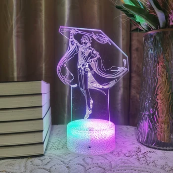 אנימה המנורה Genshin השפעה Ayato 3D Led המשחק איור 7 צבעים, תאורה עבור הילד הביתה עיצוב חדר השינה של מסיבת חג המולד אשליה מתנה